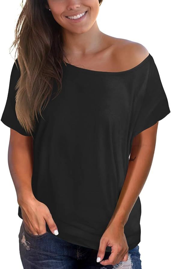 deqiang Womens Short Sleeve Tops Casual Off Shoulder Summer Tee Tie Dye Shirt | Amazon (US)