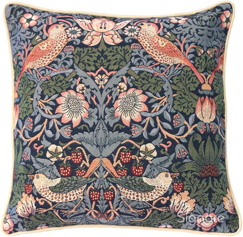 Signare William Morris Strawberry Thief Cushion Cover Only (Strawberry Thief Blue) | Amazon (US)