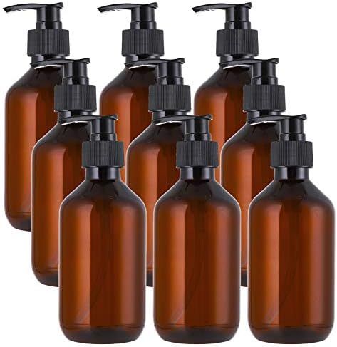 Jucoan 9 Pack Empty Plastic Pump Bottles, 10oz Amber Refillable Lotion Soap Shampoo Dispenser Bot... | Amazon (US)