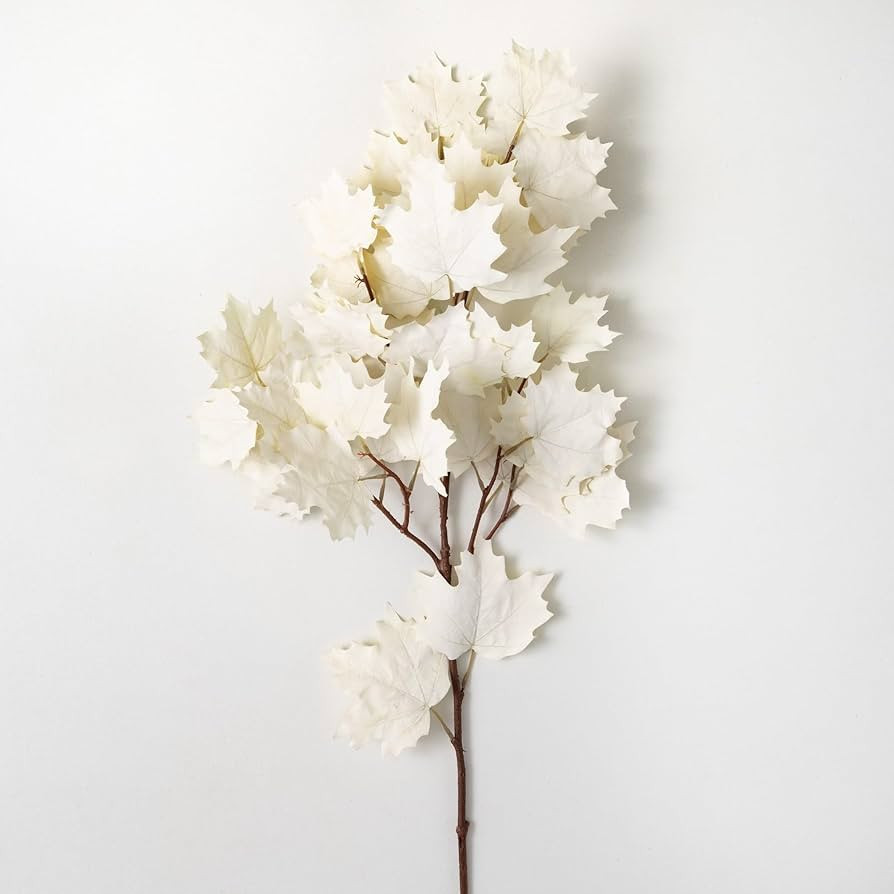 Artificial Cream Maple Leaf Stem 41" h 12" l X 6" w White | Amazon (US)