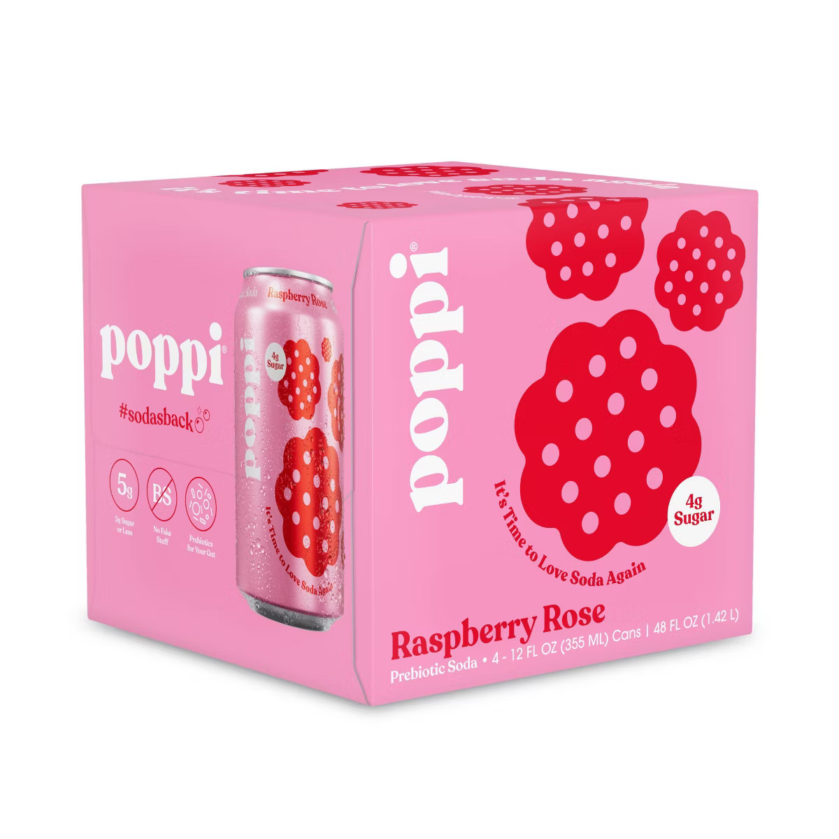 Poppi Raspberry Rose Prebiotic Soda - 4pk/12 fl oz Cans | Target
