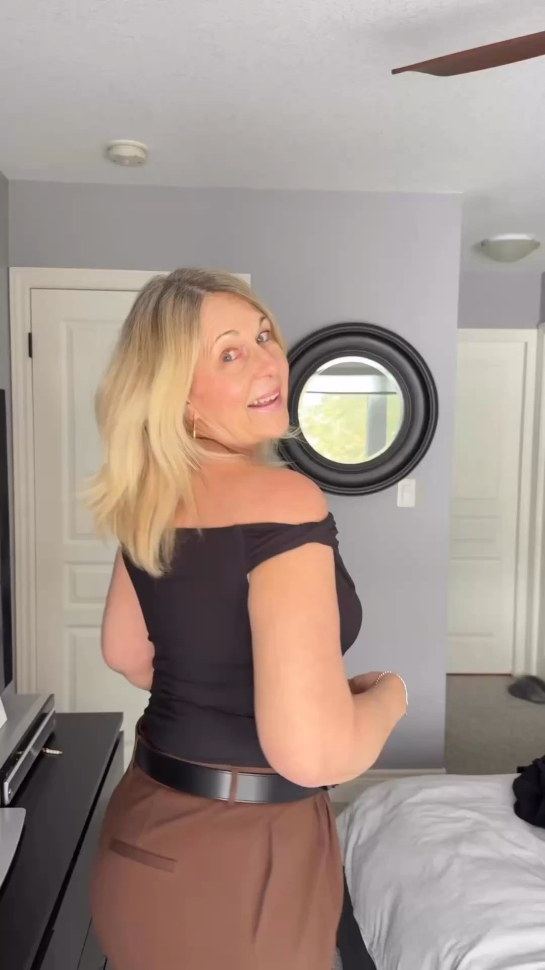 OGL knows how to do it right. This top has a built-in bra making it not only comfortable but very versatile.  You can wear so many different ways. This top is a 10/10. 
The dress pants are such great quality. They have such a nice stretch. They hang well and they fit amazing. 
I also can’t say enough about my belt for Aritzia. I wear it all the time. It’s such amazing quality and goes with everything.  
Top L
Pants 14


#LTKover50style #LTKmidsize