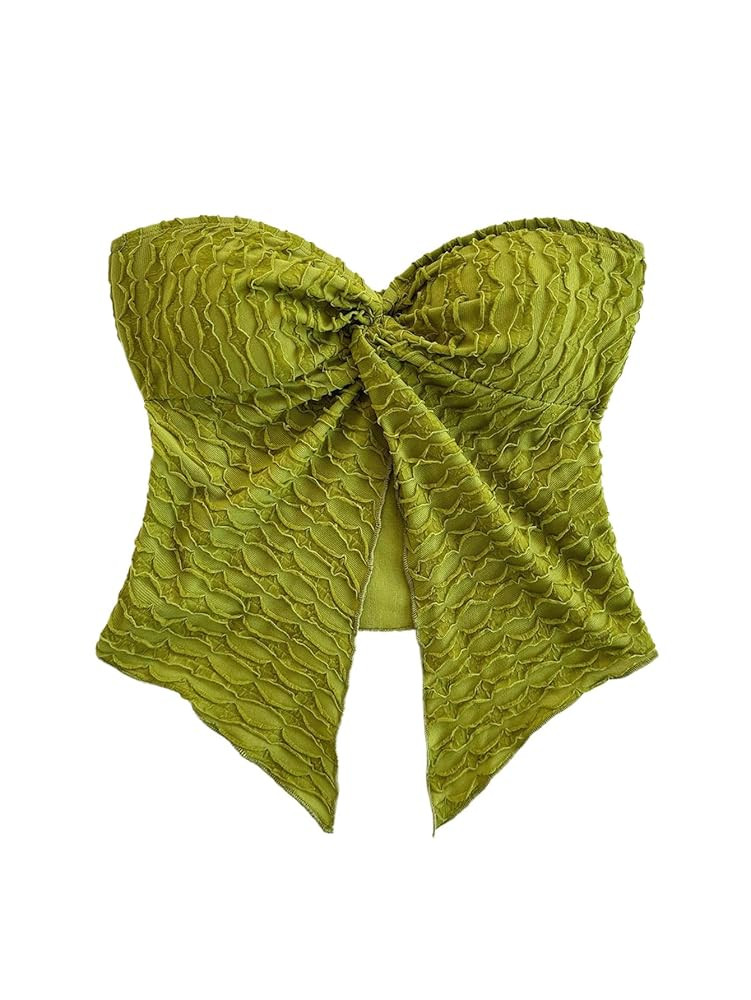 Verdusa Women's Split Front Floral Tube Top Strapless Backless Bandeau Crop Tops | Amazon (US)