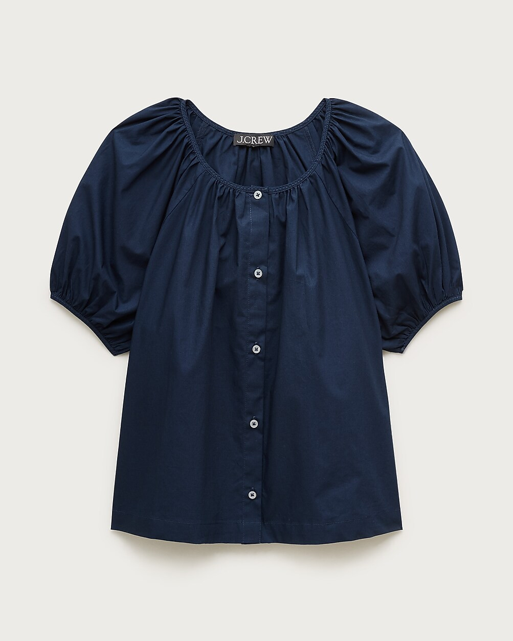 Puff-sleeve button-up top in cotton poplin | J. Crew US