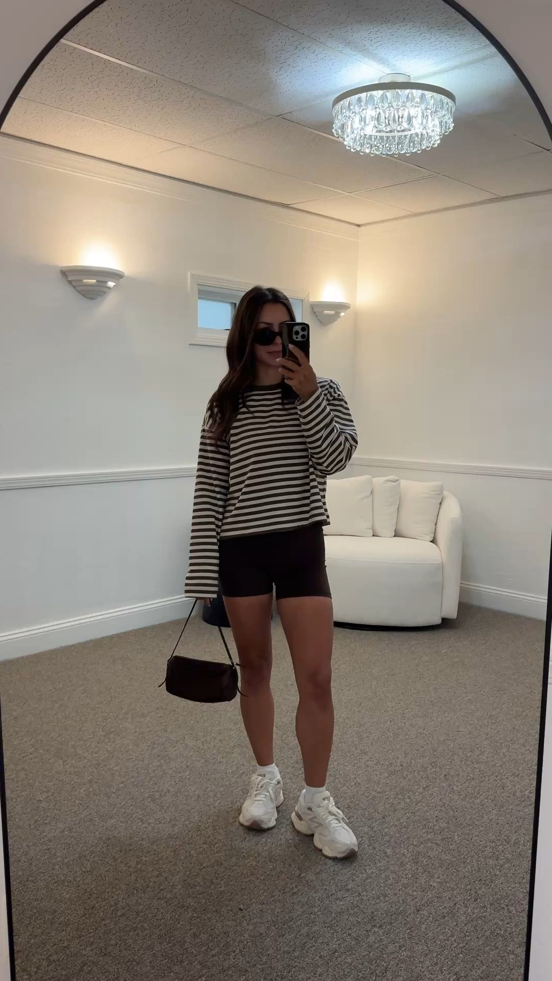 Casual pre fall outfit

Gap long sleeve striped tee- small
@abercrombie  brown bike shorts- small
Celine brown oval sunglasses
Miu Miu brown pouch bag
New balance 9060 sneakers

Petite, casual, weekend outfit, brown stripe tshirt, pre fall, fall outfit

#LTKSeasonal #LTKPetite #LTKootd