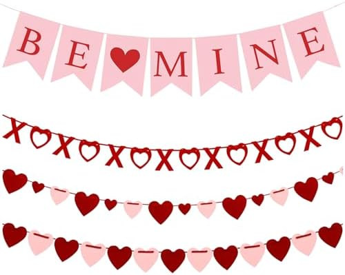 Valentines Day Decorations Set with BE MINE Banner,Heart XO Garlands,Heart Banner for Valentines ... | Amazon (US)