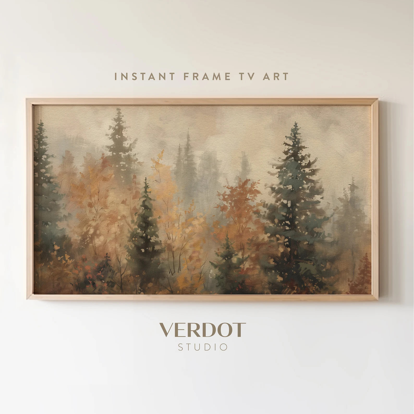 Fall Trees Frame TV Art, Autumn Landscape Painting, Rustic Country Forest Screensaver, Thanksgivi... | Etsy (US)