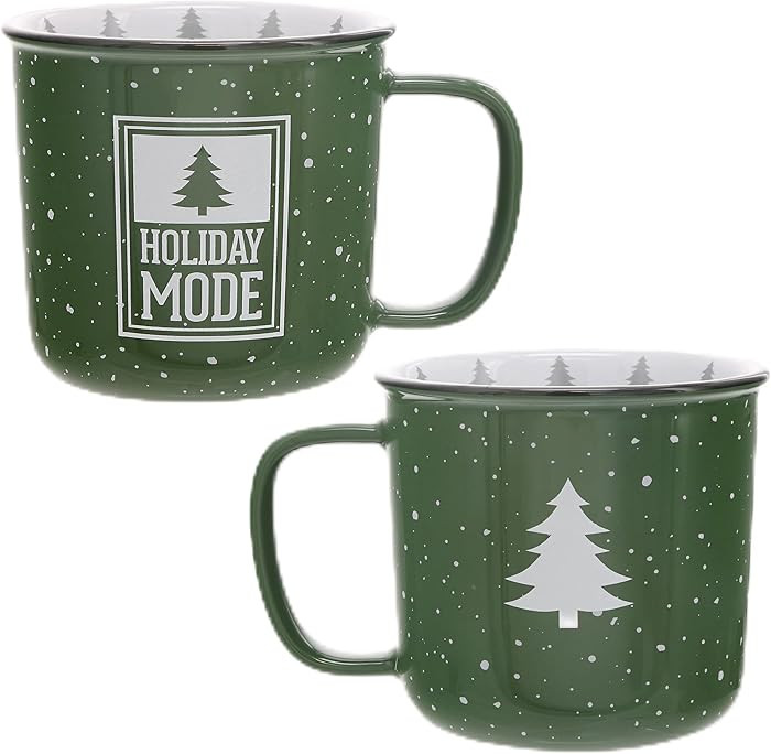 Pavilion Gift Company - Holiday Mode - Ceramic 18-ounce Campfire Mug, Green with Speckled Finish,... | Amazon (US)