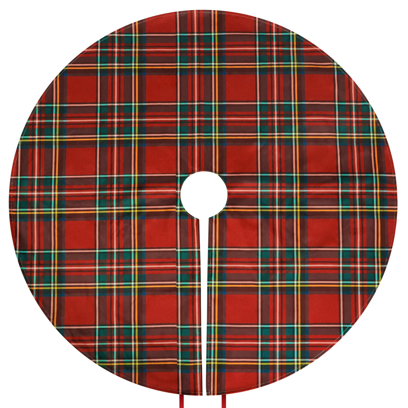 Royal Stewart Tartan Christmas Tree Skirts – 48 Inch Scottish Red Plaid Tree Skirt, Classic Holiday Decoration for Artificial & Real Trees, Traditional Farmhouse Xmas Tree Mat | Amazon (US)