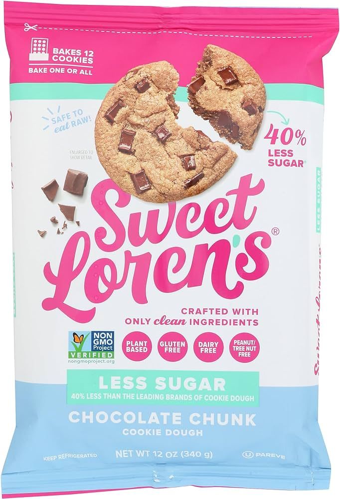 Sweet Loren's Chocolate Chunk Less Sugar Cookie Dough 12oz | Amazon (US)
