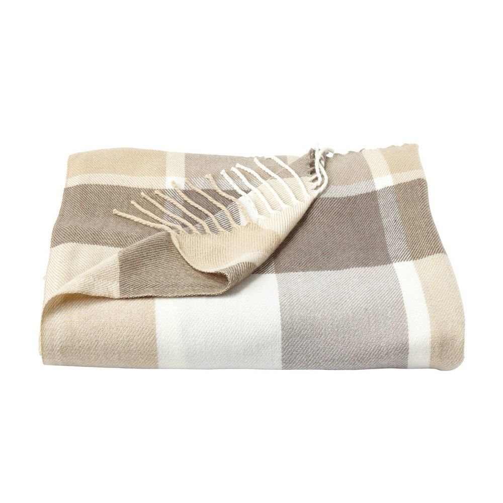 60""x70"" Breathable and Stylish Soft Stone Plaid Throw Blanket Brown/Cream - Yorkshire Home | Target