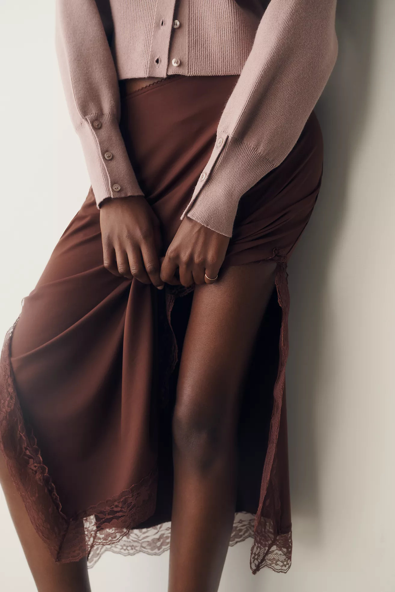 By Anthropologie Lace Trim Midi Skirt | Anthropologie (US)