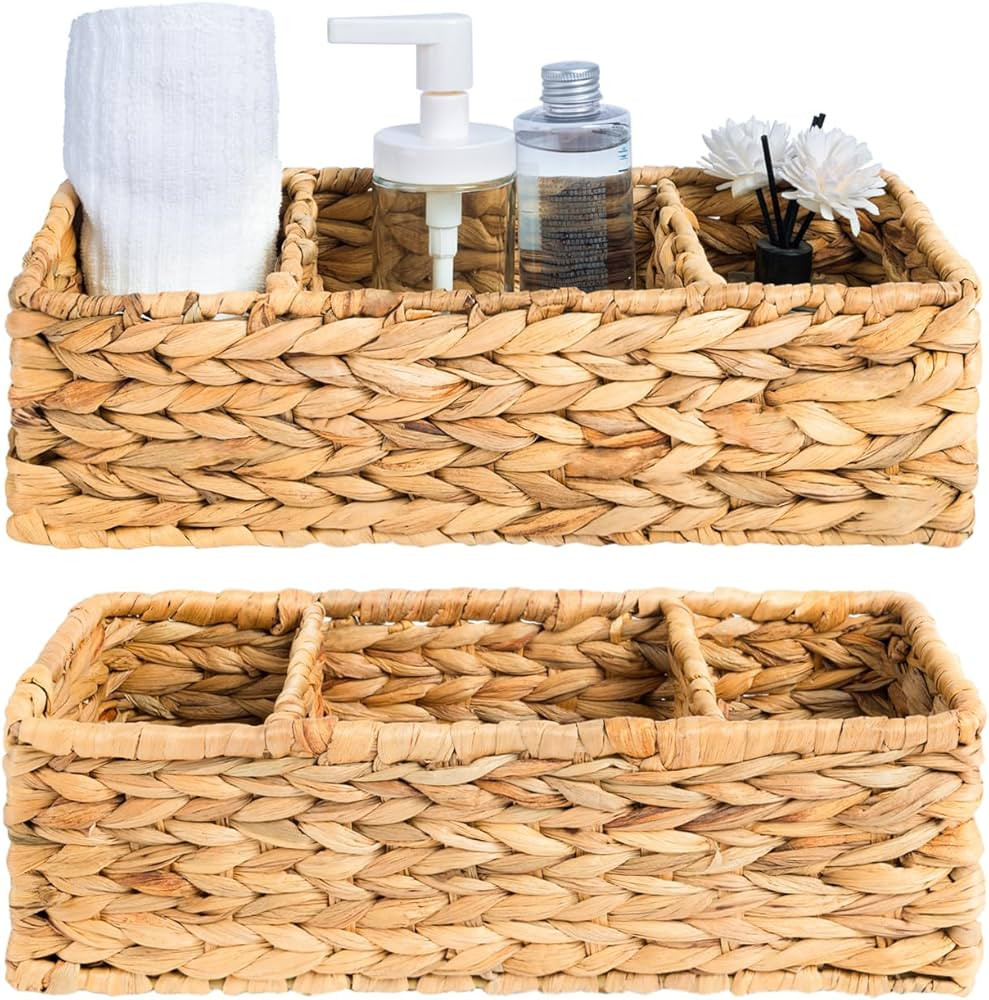 OEHID Wicker Storage Basket Toilet Basket Tank Topper, Toilet Paper Storage Basket for Toilet Tan... | Amazon (US)
