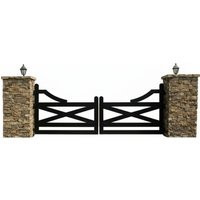 Stonecroft Manor Driveway Gate With Diagonal Crossbar Design - Steel Ranch Model # 712E | Etsy (US)