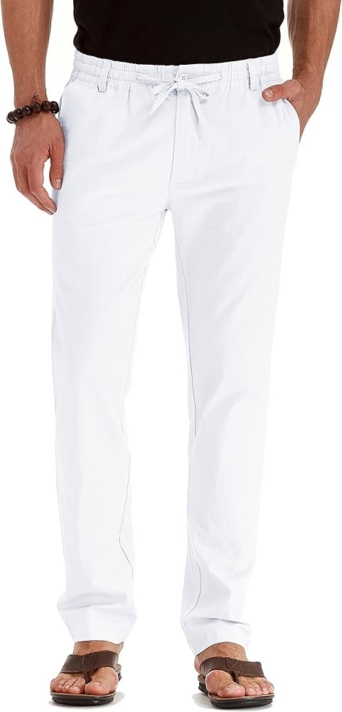 Sailwind Men's Drawstring Linen Pants Casual Summer Beach Loose Trousers | Amazon (US)