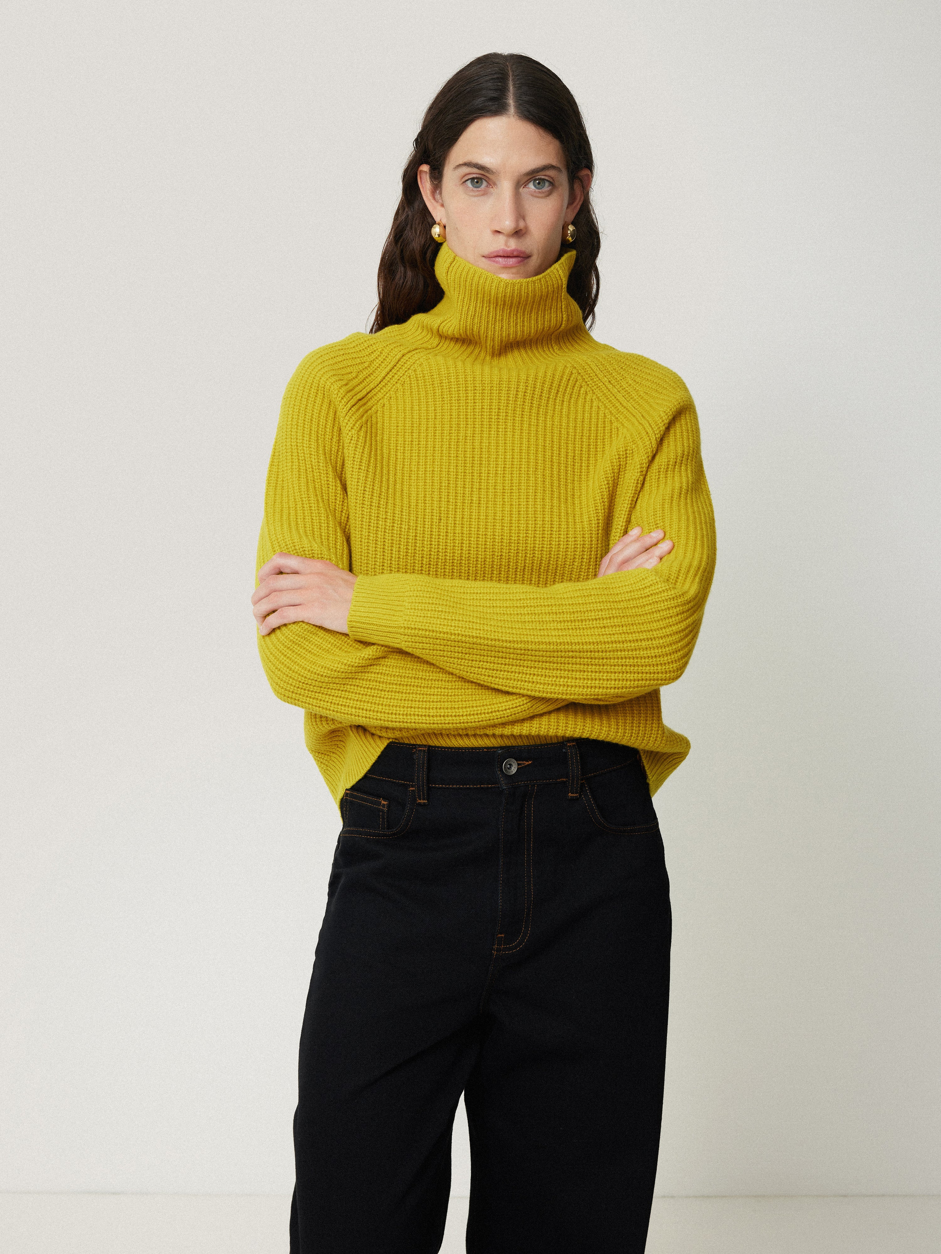Merino Fishermans Rib Jumper | Mustard | Jigsaw (UK)