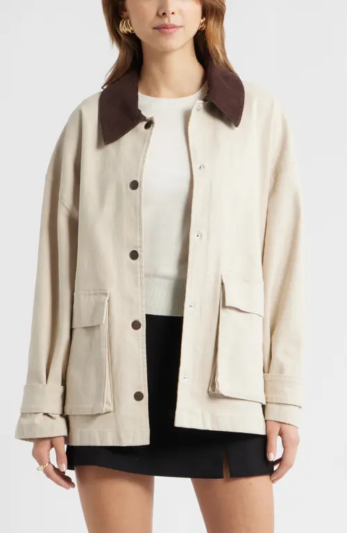 Open Edit Canvas Barn Jacket in Beige Beach at Nordstrom, Size Xx-Small | Nordstrom