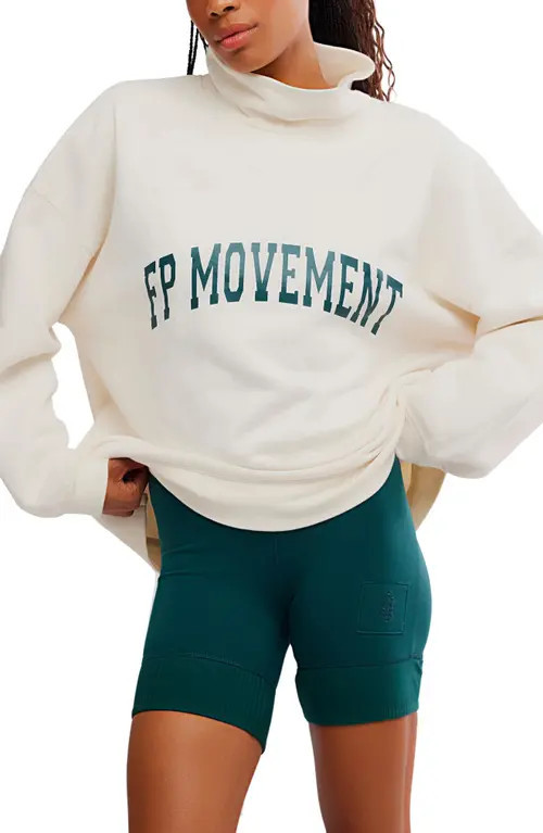 FP Movement by Free People FP Movement Victory Sweatshirt & Shorts Set in Ivory Combo at Nordstrom, Size X-Large | Nordstrom