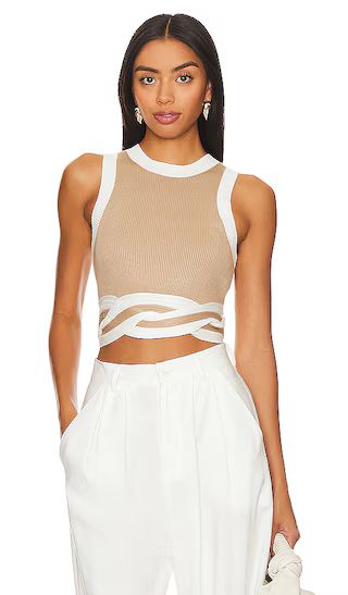 Contrast Drift Tank in Biscuit & Off White | Revolve Clothing (Global)