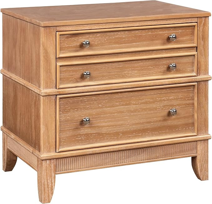 SOFTSEA 3-Drawer Nighstand, Bedside Cabinet Fully Assembled Accent End Table with Legs | Amazon (US)