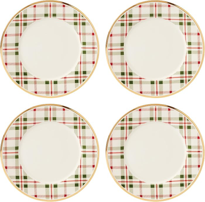 Lenox 894966 Holiday Plaid Dinner Plates, Set of 4, Red & Green, Christmas Dinnerware, Hosting | Amazon (US)