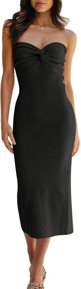 Amazon.com: LILLUSORY Women 2025 Summer Spring Corset Bodycon Midi Vacation Sun Dresses Sexy Baby... | Amazon (US)