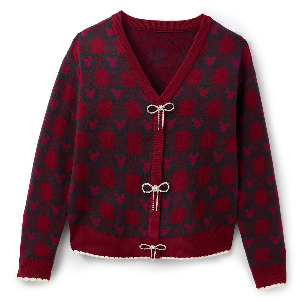 Mickey Mouse Icon Holiday Plaid Knit Cardigan Sweater for Women by Her Universe | Disney Store