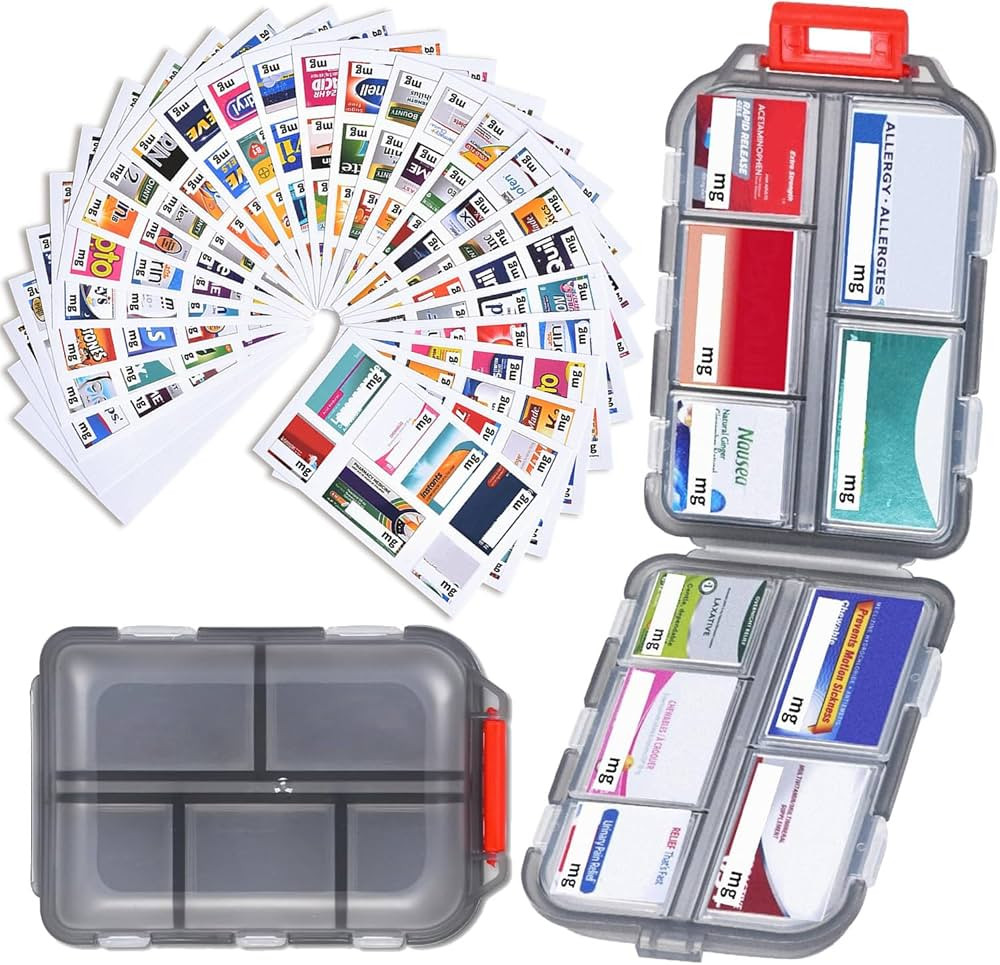 Amazon.com: 1Pack Travel Pill Organizer with 189 Medicine Labels, 10 Compartments Small Pill Case... | Amazon (US)