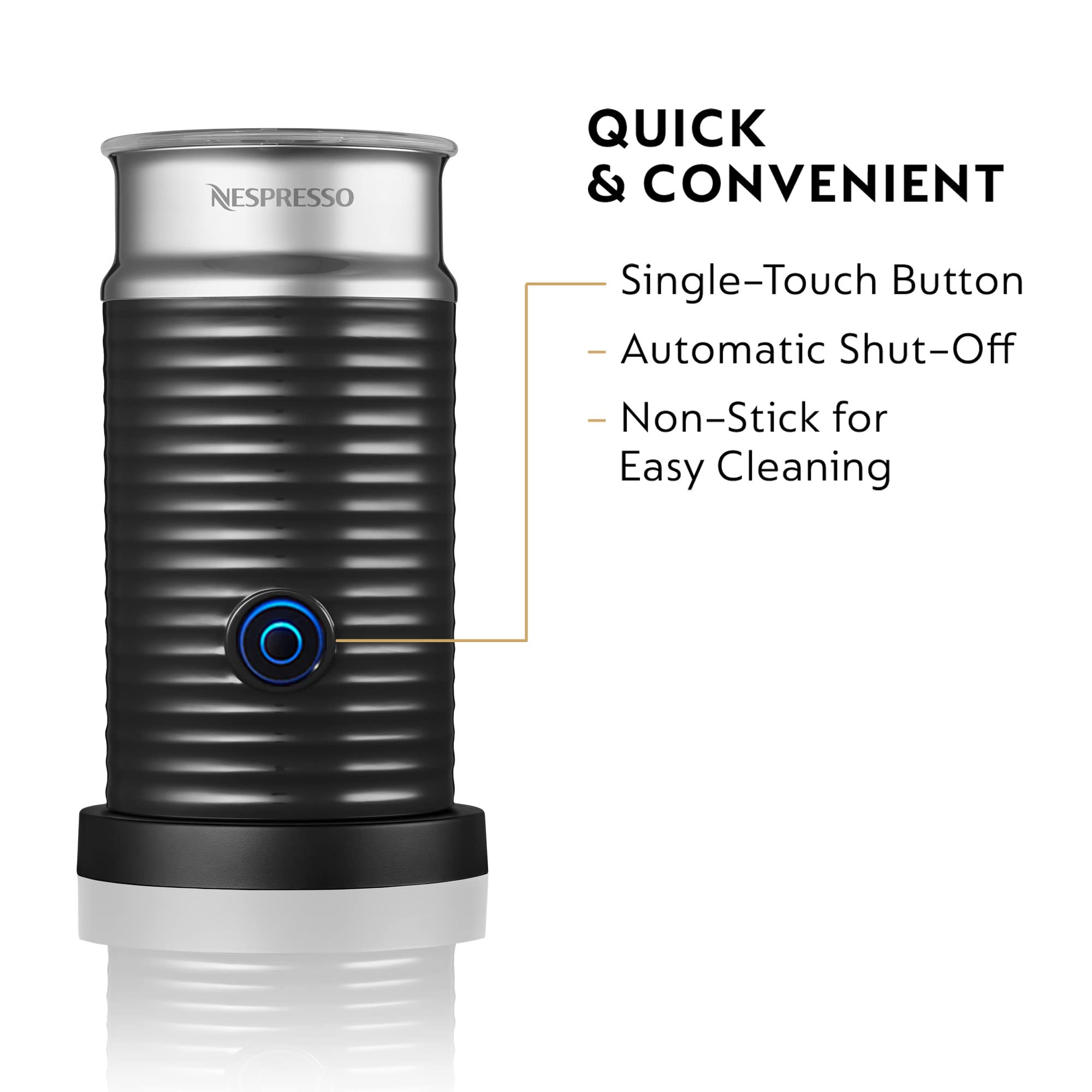 Nespresso Aeroccino 3 Milk Frother, Black, Steel | Amazon (US)