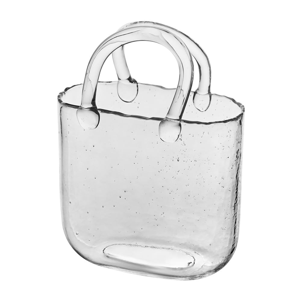 1Pcs Clear Glass Bag Vase for Flowers - Handmade Glass Purse Vase, Ideal for Centerpieces - Styli... | Amazon (US)
