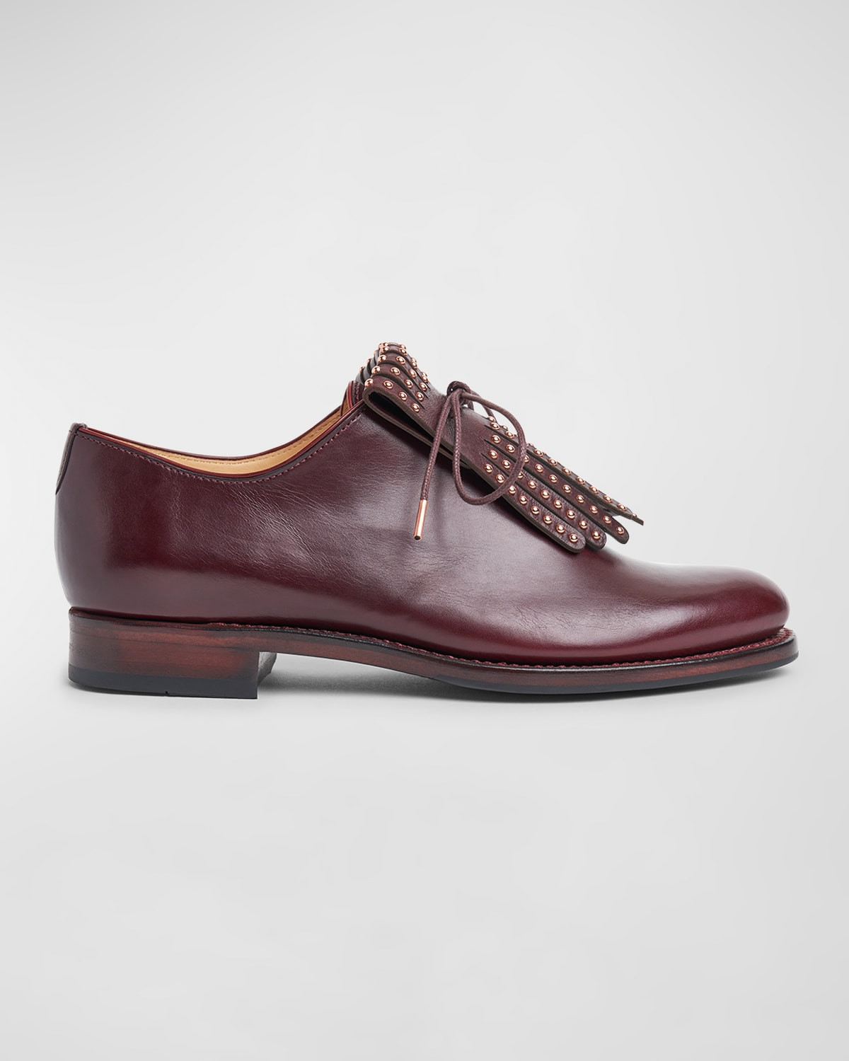 Ms. Jane Stud Kiltie Leather Loafers | Neiman Marcus