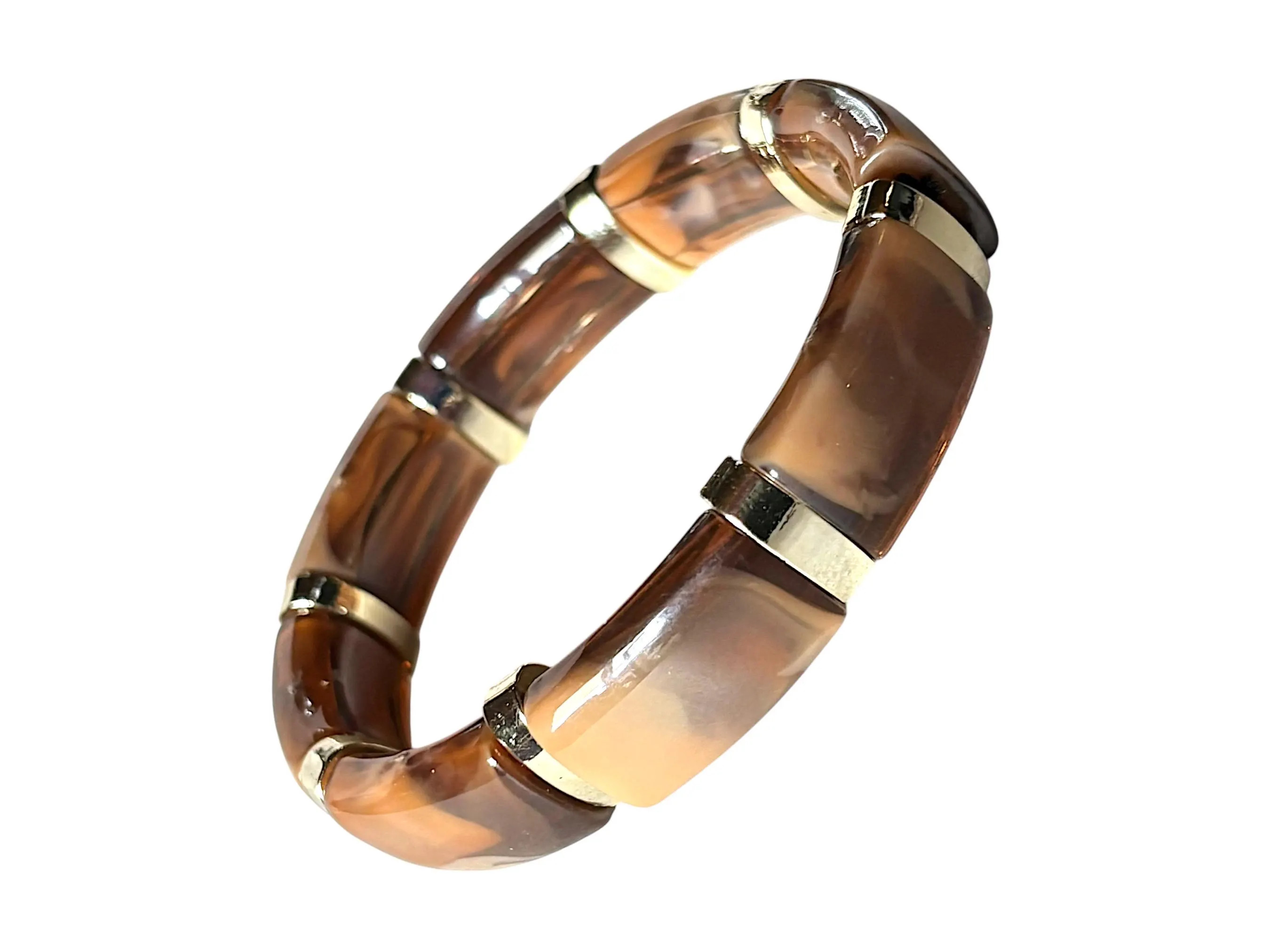 Wood Effect Bead Bracelet, Lightweight Stretch Bracelet, Elasticated Bracelet, Natural Look Jewel... | Etsy (US)