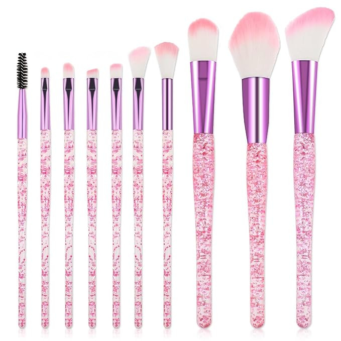 10 PCS Glitter Crystal Makeup Brush Set Cute Makeup Brushes Bling Professional Concealer Eye Shad... | Amazon (US)