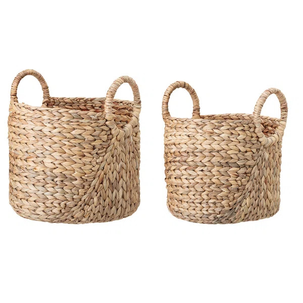 Handwoven Seagrass 2 Piece Wicker Basket Set | Wayfair North America
