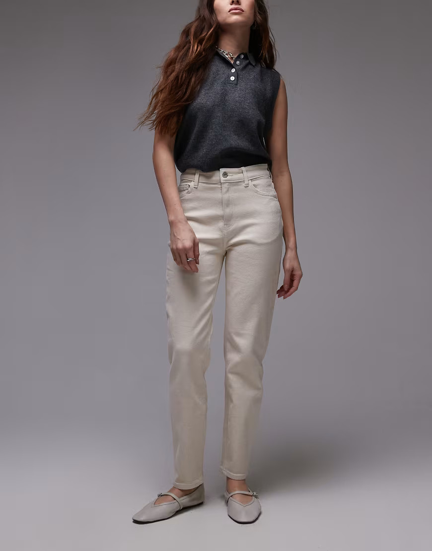 Mango New mom relaxed jeans in white | ASOS (Global)