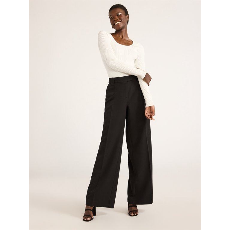 Scoop Women’s Ultimate Crepe Wide Leg Trousers, 32.5" Inseam, Sizes 0-20 | Walmart (US)