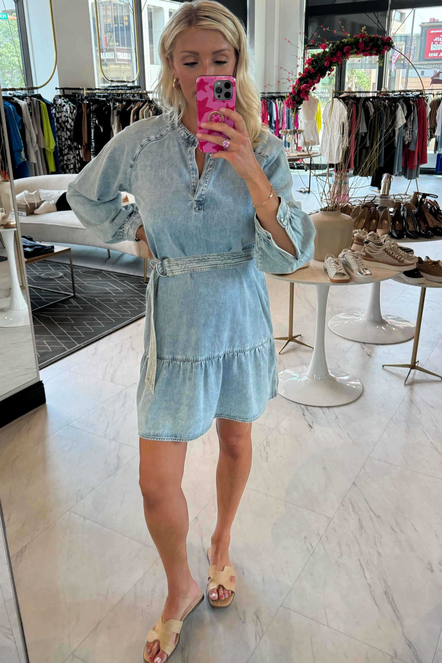 The cutest Jean dress that I will be styling all year long. Wearing a small. 

#LTKSaleAlert #LTKStyleTip #LTKSummerSales