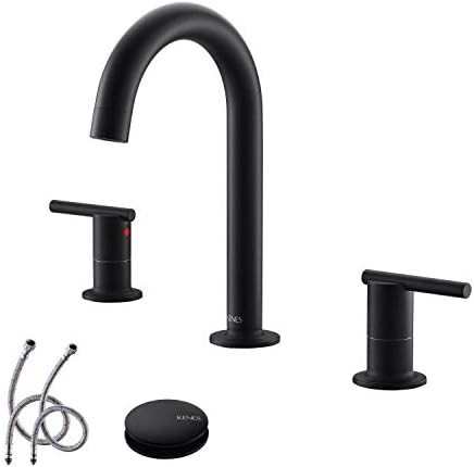 KENES Matte Black Two Handle 8 Inch Widespread Bathroom Faucet, Black Bathroom Sink Faucet 3 Hole La | Amazon (US)