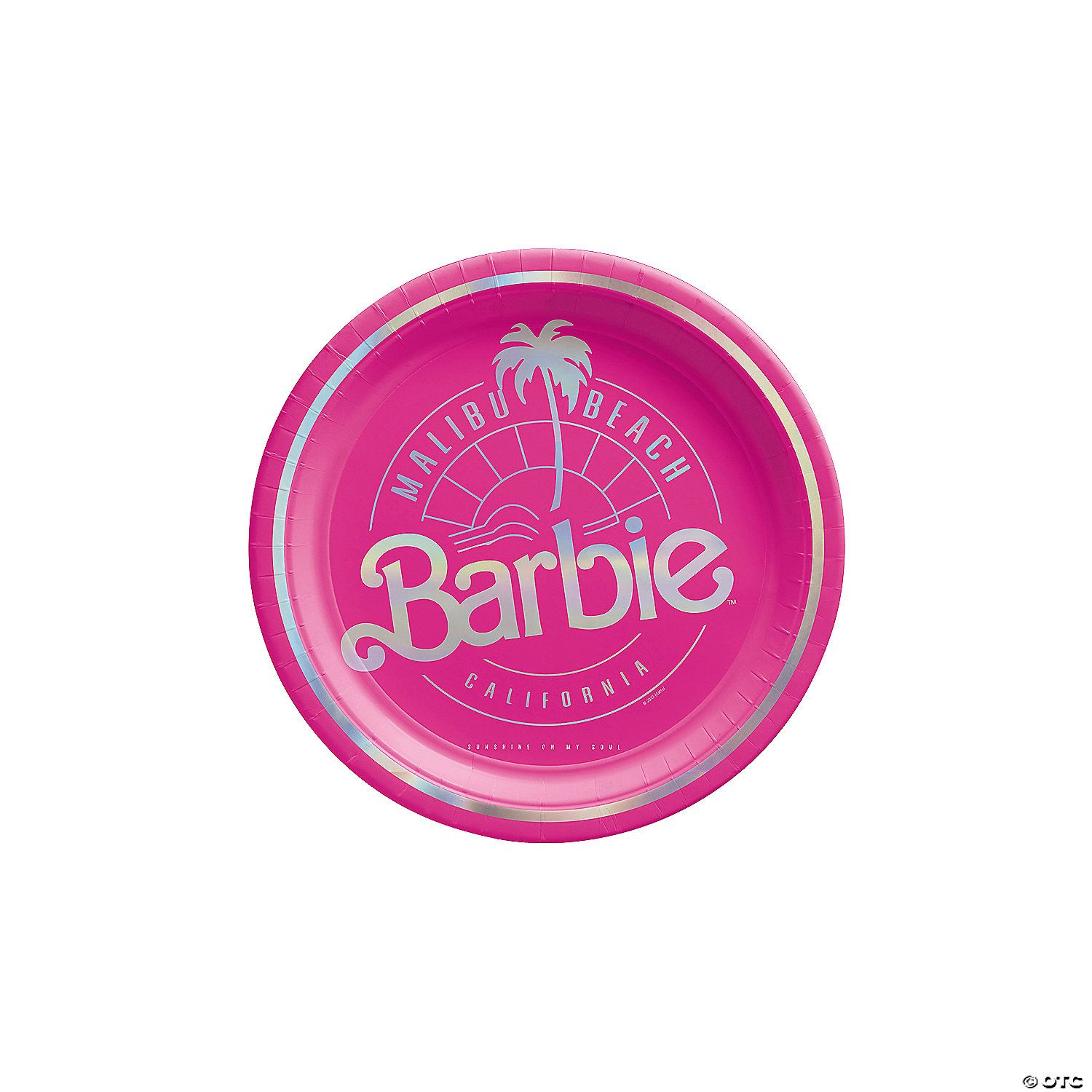 Barbie™ Malibu Beach Party Pink & Iridescent Paper Dessert Plates - 8 Ct. | Oriental Trading Company