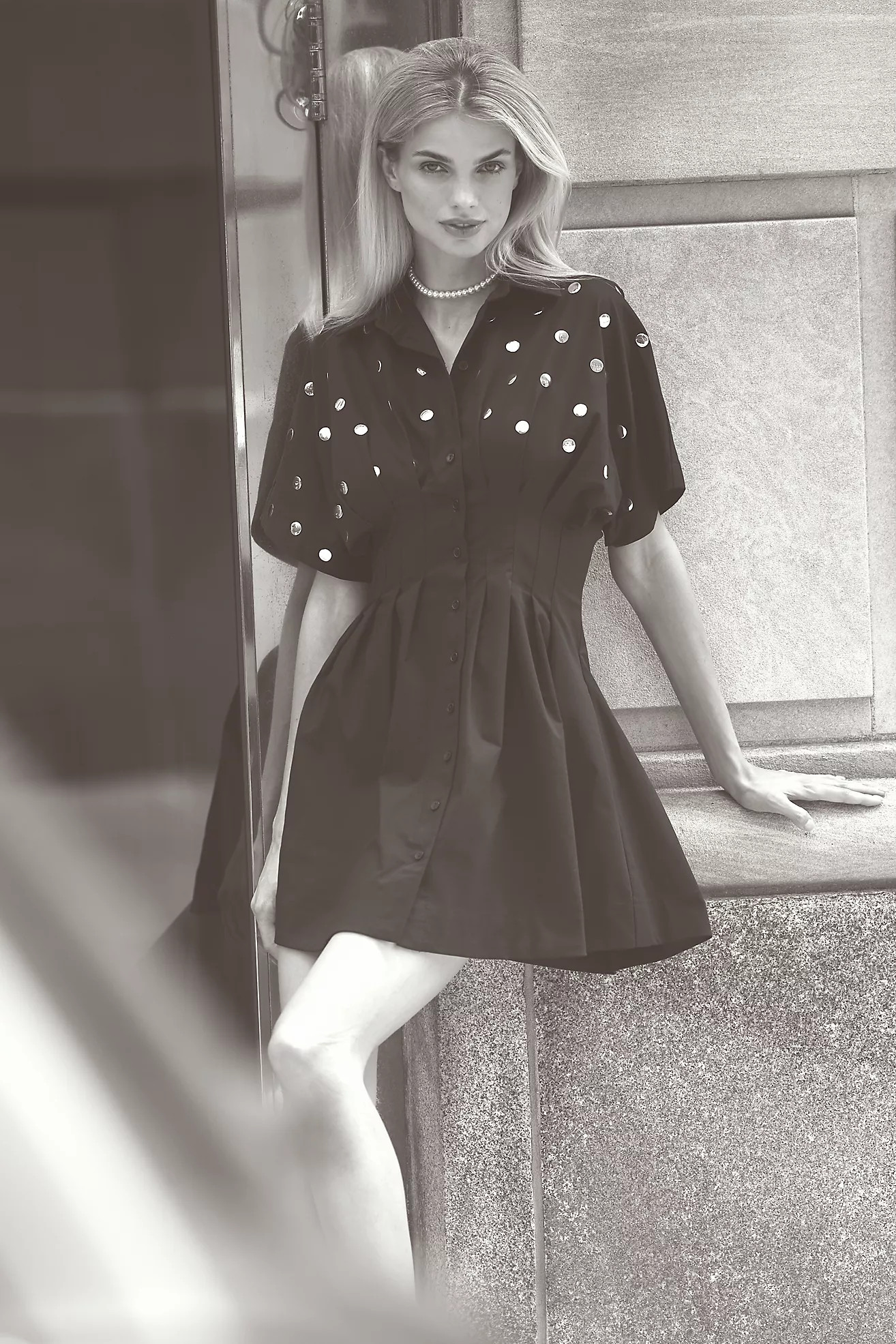 The Tobie Studded Mini Shirt Dress by Exquise | Anthropologie (US)