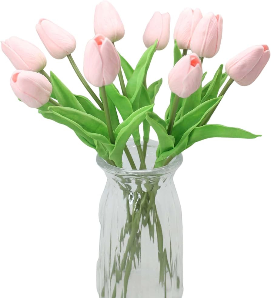 Artificial Flowers 10 Heads Mini Real Touch Artificial Tulip for Home Wedding Party Centerpiece D... | Amazon (US)