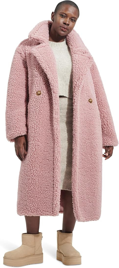 UGG Women's Gertrude Long Teddy Coat | Amazon (US)
