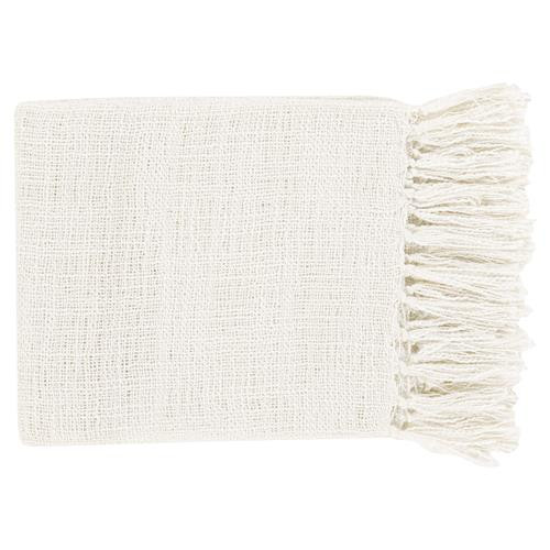 Angelie Modern Classic White Woven Throw Blanket | Kathy Kuo Home