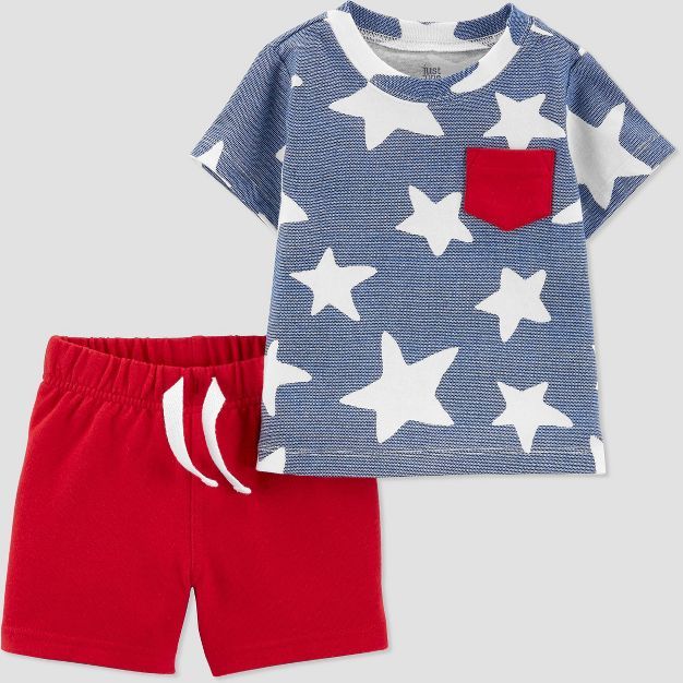 Baby Boys' Star 2pc Top & Bottom Set - Just One You® made by carter's Gray/Red 3M | Target