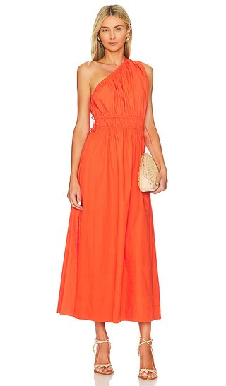 La Ora Midi Dress in Morange | Revolve Clothing (Global)