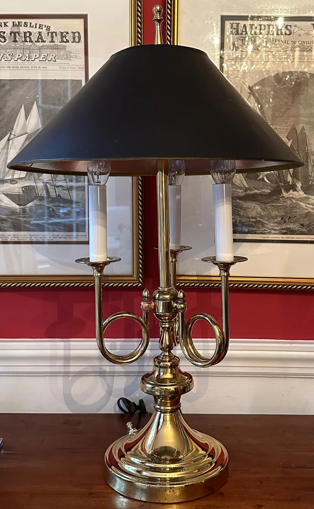 Vintage French Bouillotte Style 3 Arm Brass Table Lamp - Etsy | Etsy (US)