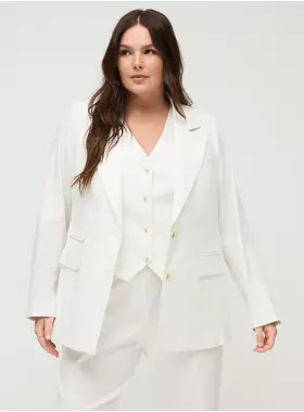 Studio Classic Linen-Blend Blazer | Torrid (US & Canada)