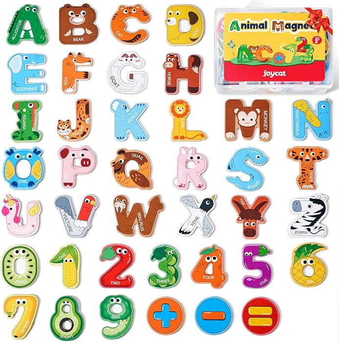 JoyCat Wooden Thick Alphabet Magnets for Toddlers Fridge Large Size Cute Animal Colorful ABC Magn... | Amazon (US)