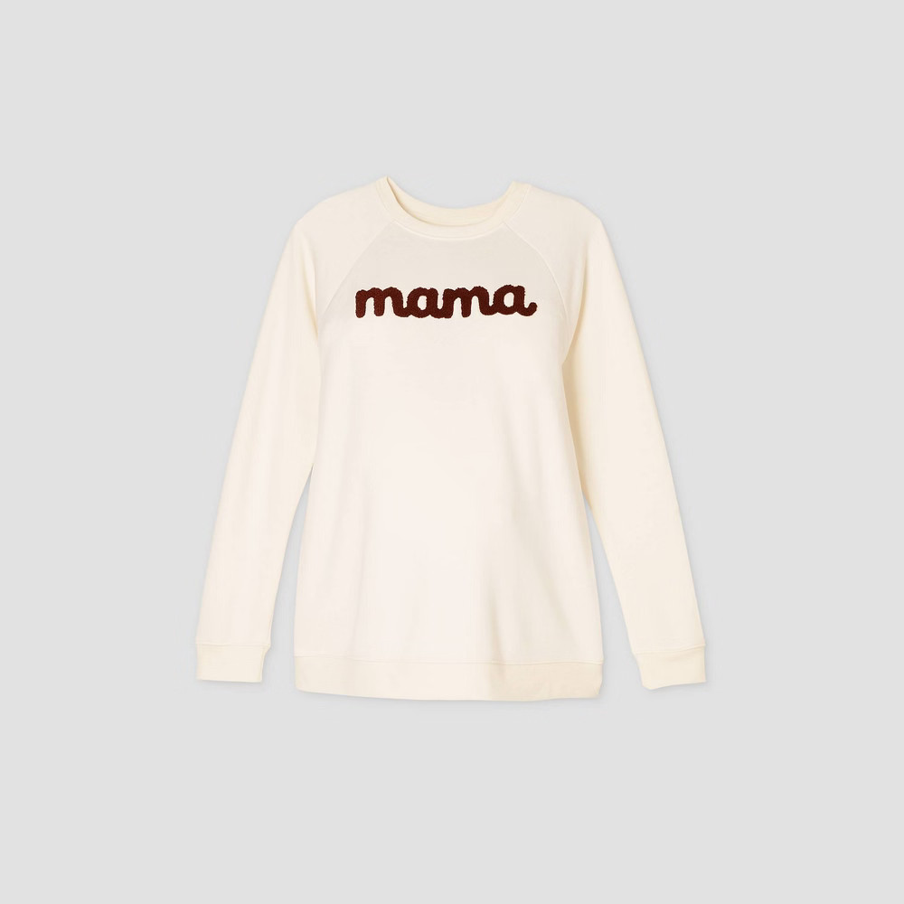 Maternity Mama Graphic Pullover Sweatshirt - Isabel Maternity by Ingrid & Isabel Light Beige M | Target