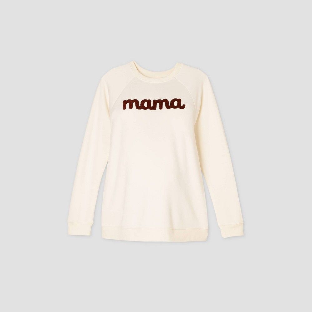 Maternity Mama Graphic Pullover Sweatshirt - Isabel Maternity by Ingrid & Isabel Light Beige M | Target